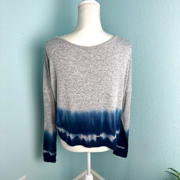 Roxy Sweatshirt Sm Staying True Sweatshirt Gray Blue Stretchy Dip-Dyed - Picture 11 of 13
